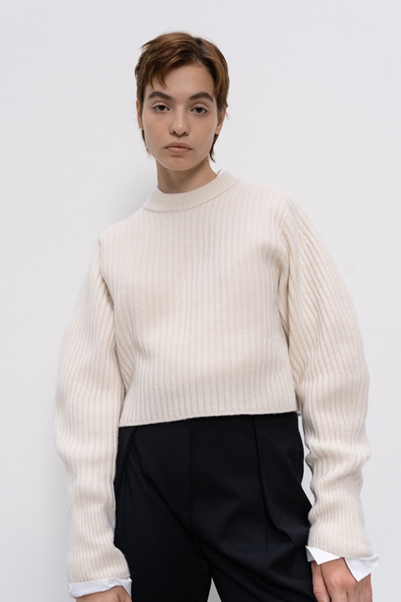 [21FW] Wool Cropped Sweater (Last Piece_Ivory) (황승언,표예진,김수미,장도연 착용)