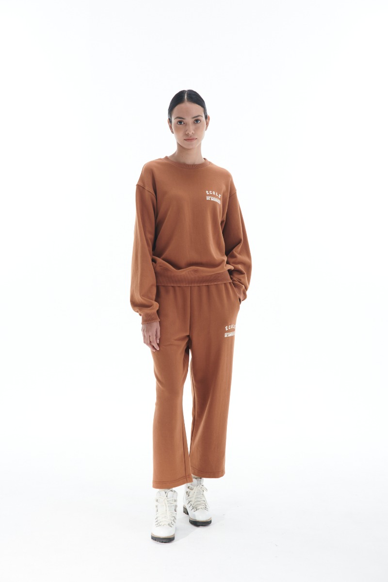 [22FW] ECOLE Cropped Brown Sweatpants