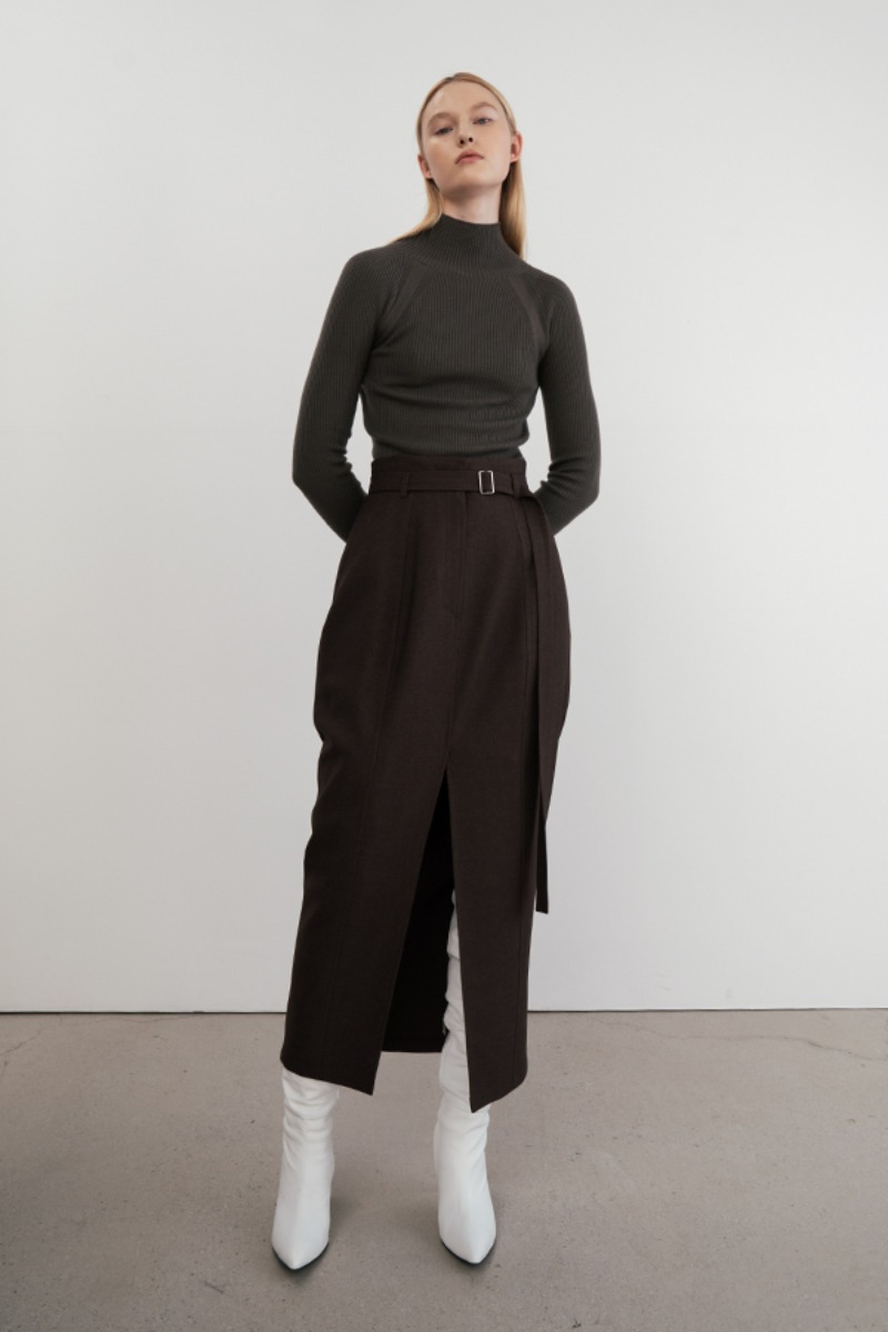 [21FW] Front Slit Belted Skirt (JUJK101-65) (서지혜 착용)