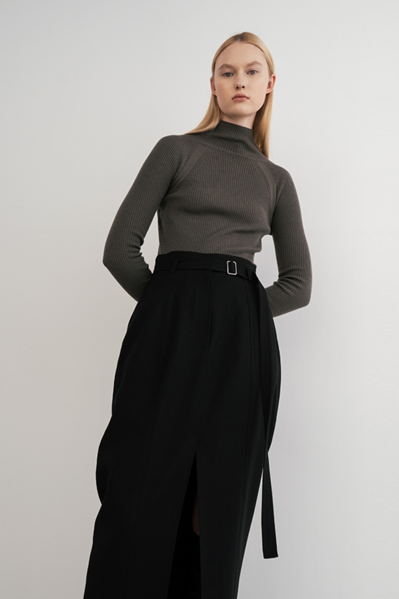 [21FW] Front Slit Belted Skirt (Last Piece)