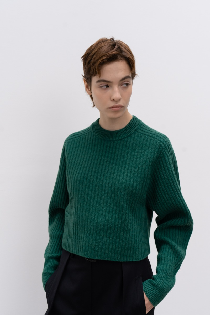 [21FW] Wool Cropped Sweater Green (황승언,표예진,김수미,장도연 착용)